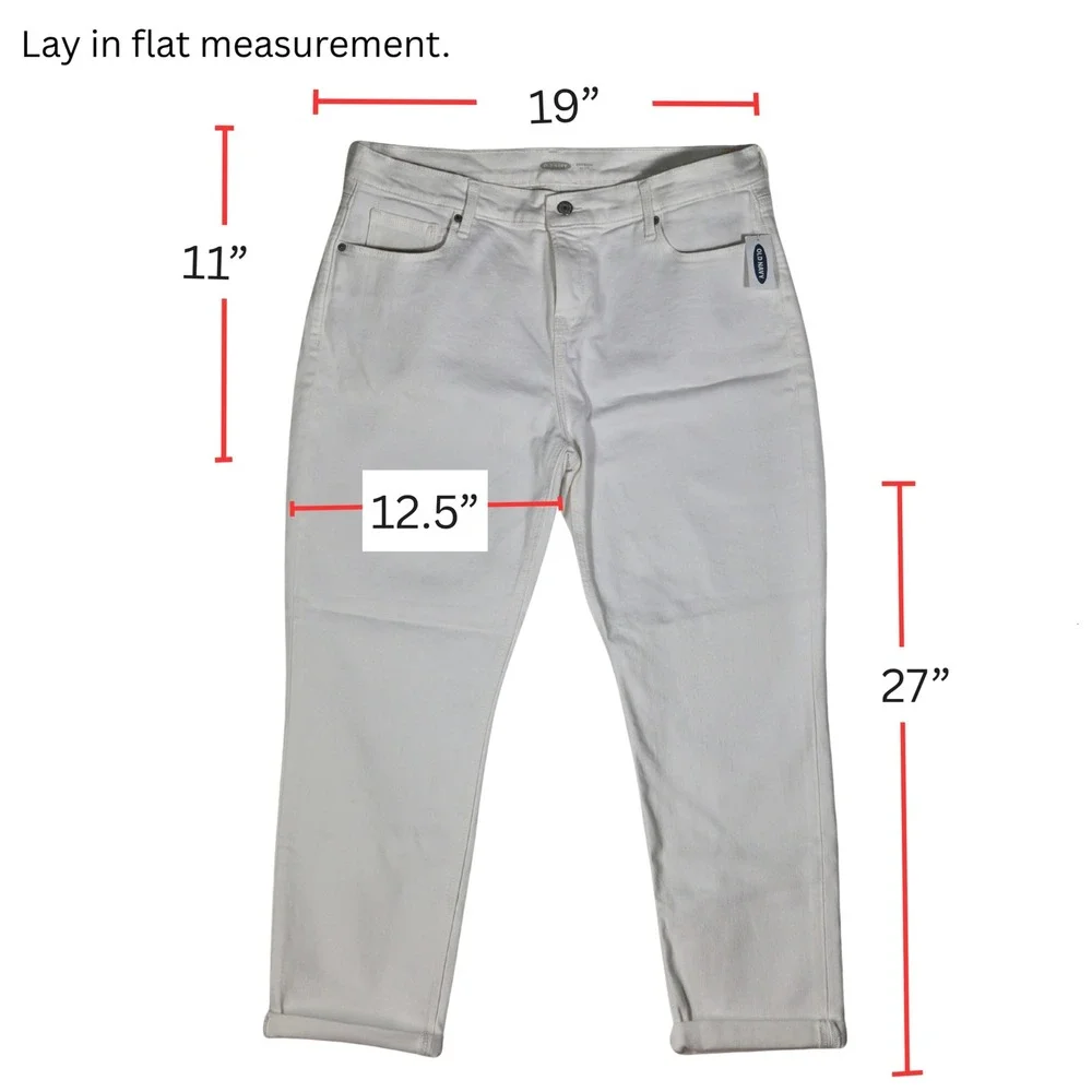Boyfriend Jeans Womens 14 White Mid Rise Cuffed Casual Everyday Old Navy - Picture 9 of 11